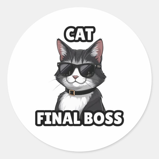 Rond Cat Final Boss Cool Sticker (Devant)
