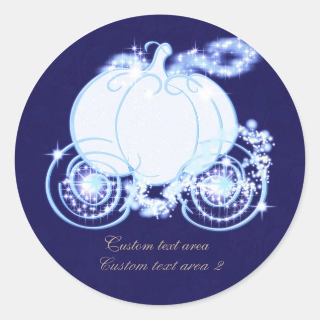 Rond Cendrillon Princesse Blue Carriage Élégant Sticker (Devant)