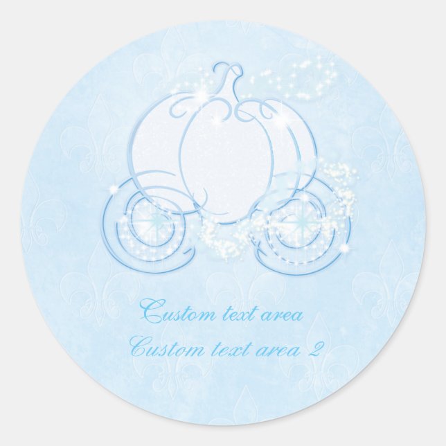Rond Cendrillon Princesse Blue Carriage Élégant Sticker (Devant)