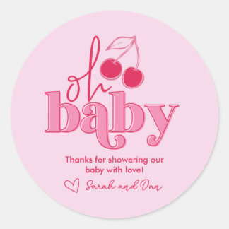 Rond Cerise "Oh Baby" sur le Sticker Merci supérieur