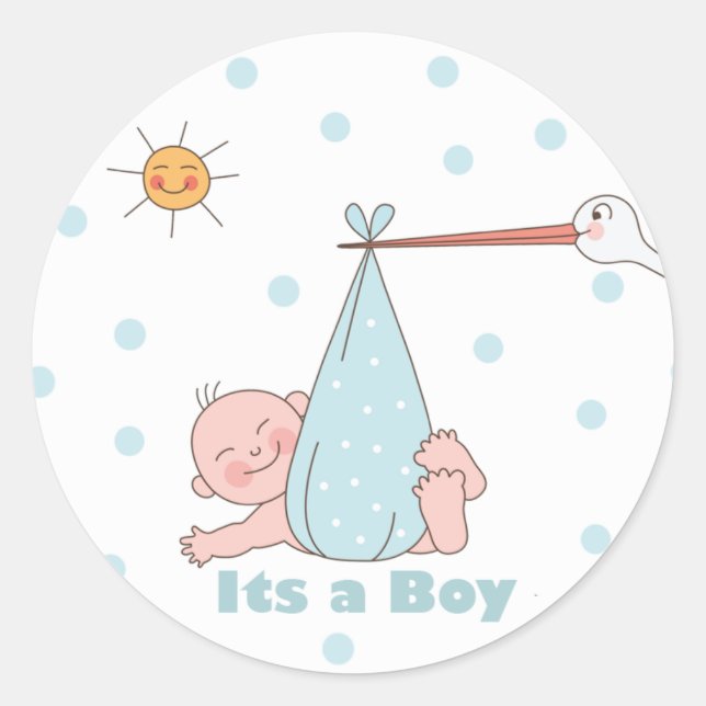 Rond C'est un Sticker Baby shower garçon (Devant)