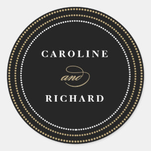 Rond Chaîne Art Déco Noir Lights Mariage Favor Sticker