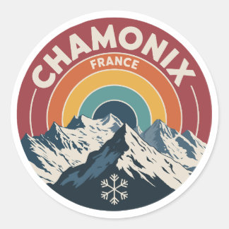 Rond Chamonix France Retro Mountain Sticker