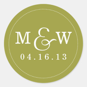 Rond Charming Mariage Monogramme Sticker - Olive