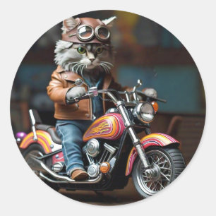 Rond Chat adorable sur Sticker Motorcycle