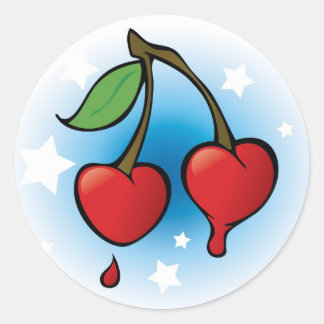 Rond Cherries Love - Sticker