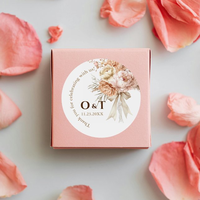 Rond Chic Boho style Mariage Merci Favor Sticker (Créateur téléchargé)