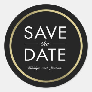 Rond Chic Bordure Mariage Enregistrer Le Sticker Date