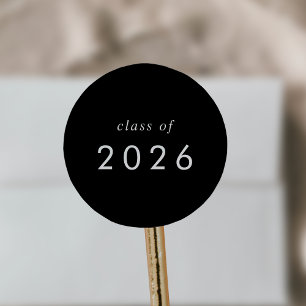 Rond Chic noir foncé classe de 2025 Graduation Sticker
