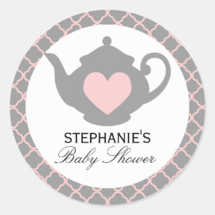 Rond Chic Teapot Pink + Gris Tea Sticker