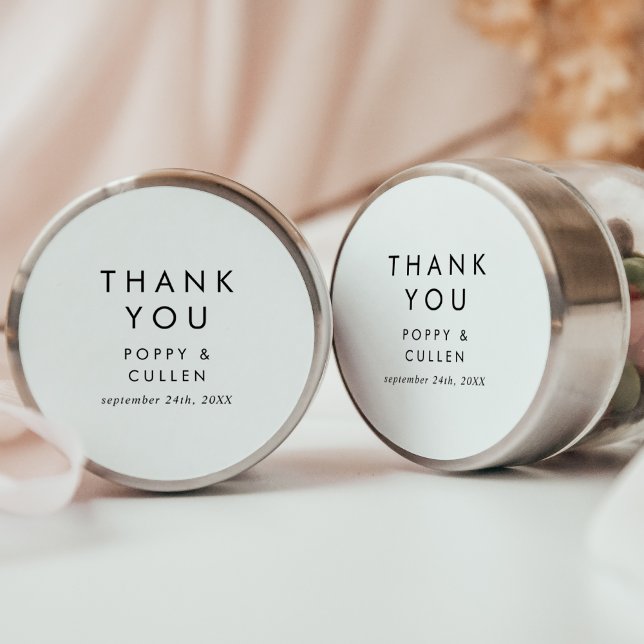 Rond Chic Typographie Merci Mariage Favor Sticker (Créateur téléchargé)