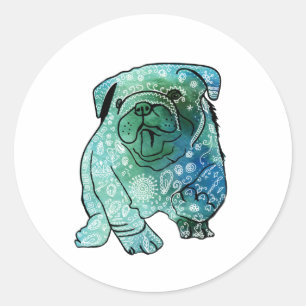 Rond Chien Français Bulldog Sticker rond, brillant