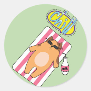 Rond CHILL CAT POOL TIME Classic Round Sticker