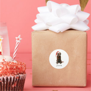 Rond Chocolat de Noël Sticker Casquette de chien du Lab