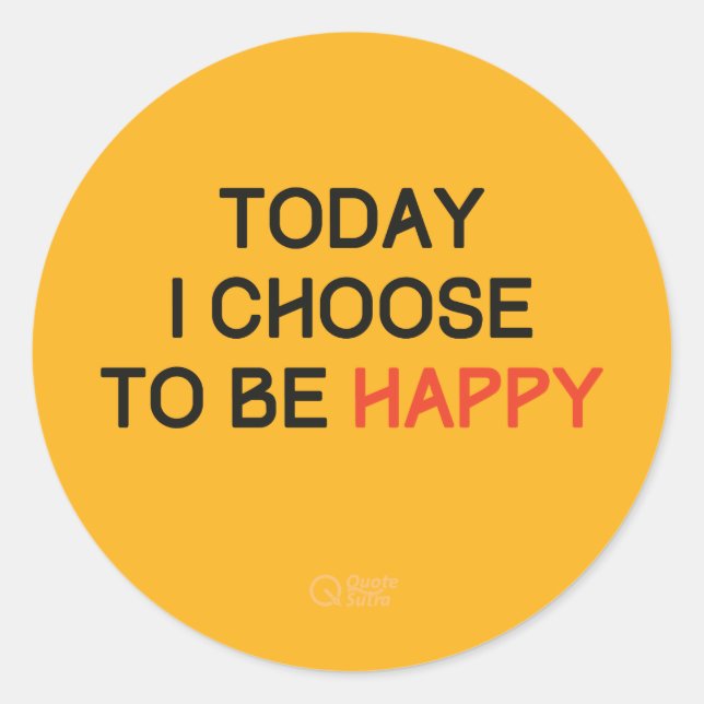 Rond Choisissez d'être Happy Affirmation Sticker Jaune (Devant)