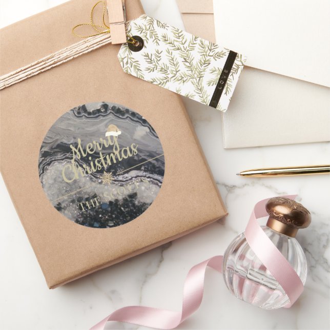 Rond Christmas geode sticker (Cadeaux)