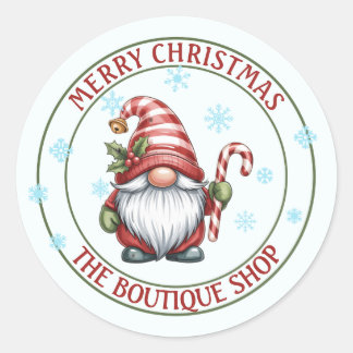 Rond Christmas Gnome Sticker | Editable Text Label