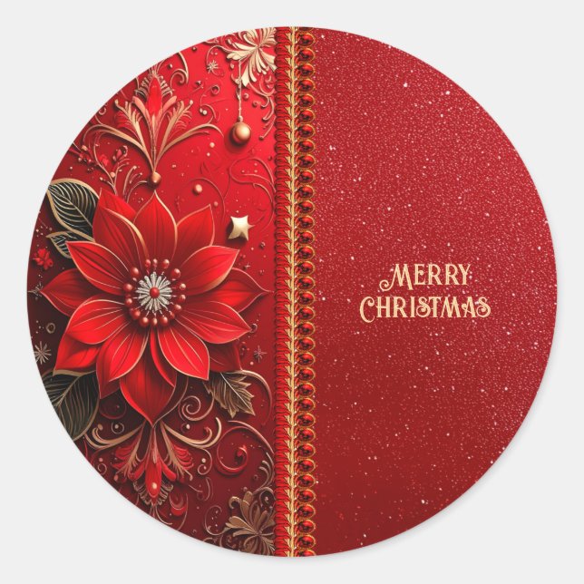 Rond Christmas Red Flower Holiday Sticker (Devant)