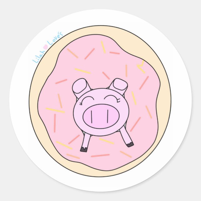 Rond Cochon dans un Sticker à beigne ! (Devant)