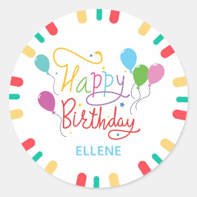 Rond Colorful Happy Birthday Classic Round sticker (Devant)