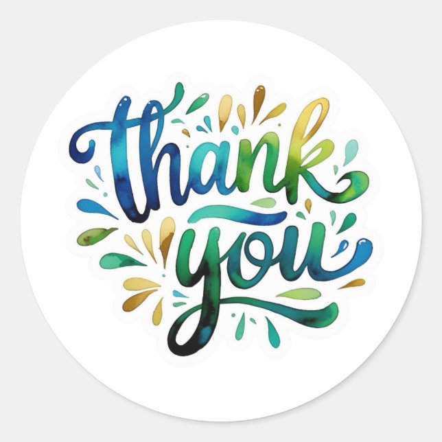 Rond Colorful Thank You Classic Round Sticker (Devant)