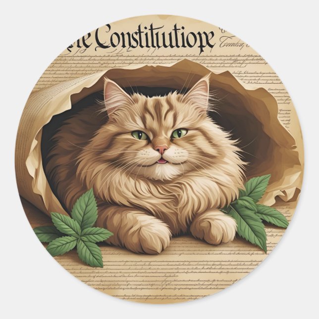 Rond Constitution & Catnip - Sticker pour chat patrioti (Devant)