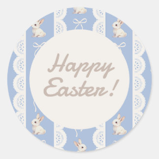 Rond Coquette Watercolor Bunny Lace Easter Sticker