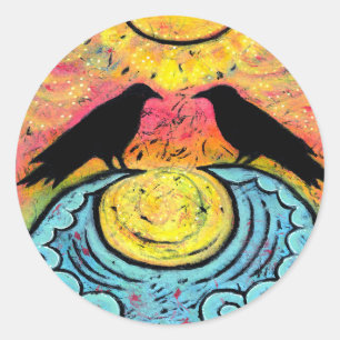 Rond Corbeau coloré sur Ocean Waves Sticker
