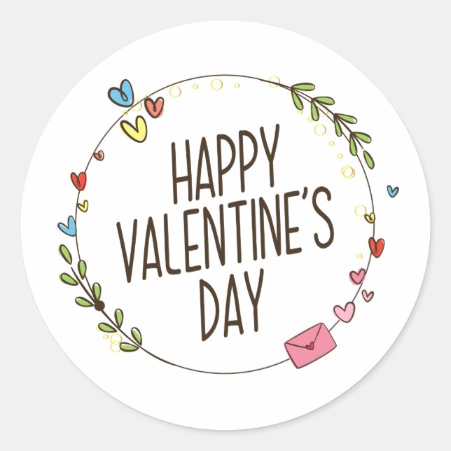 Rond Courbe Heureuse Sainte-Valentin simple | Sticker (Devant)