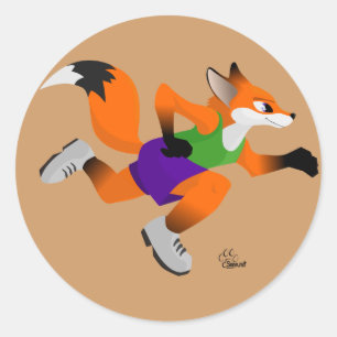 Rond Courir Toon Fox Sticker