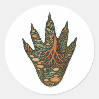 Rond Crocodile Botanical Footprint Nature Sticker