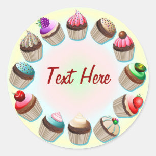 Rond Cupcakes Sticker en cercle coloré