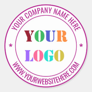 Rond Custom Company Logo Name Info Sticker Your Colors