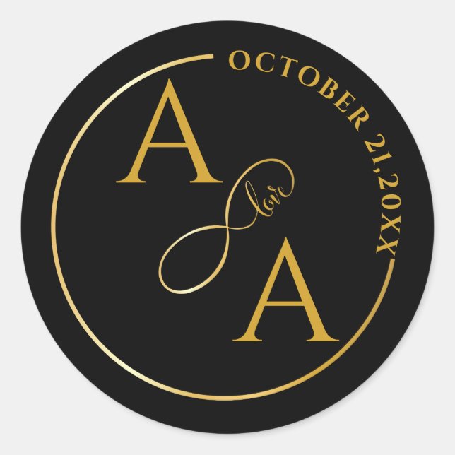 Rond Custom gold Sticker for wedding infinity love (Devant)