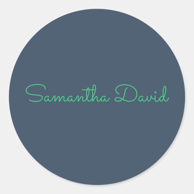 Rond Custom Name Sticker – Mint Green & Dark Gray (Devant)