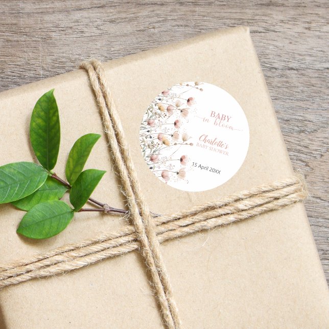 Rond custom wildflower floral sticker label template (Créateur téléchargé)