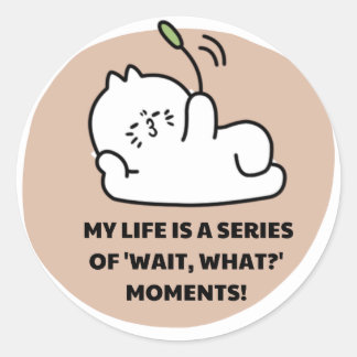 Rond Cute Aesthetic Cat Sticker - Relatable "Wait, What