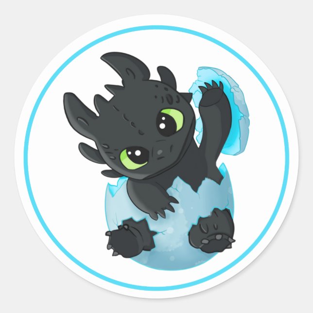 Rond Cute Baby Dragon Easter Sticker Pack (Devant)