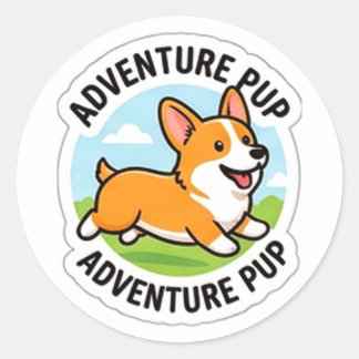 Rond Cute Cartoon Dog Adventure Lover Vinyl Sticker