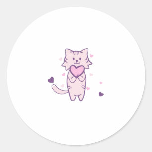 Rond Cute Cat Sticker – Aesthetic Pet Lover Design