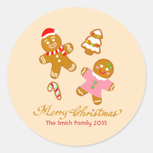 Rond Cute Christmas Gingerbread Personalized Sticker (Devant)