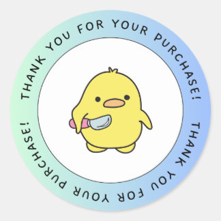 Rond Cute Duck Thank You Sticker