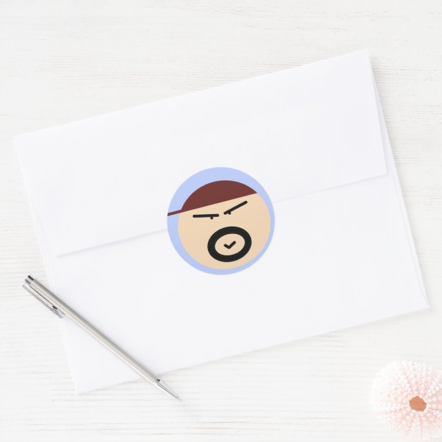 Rond Cute Grumpy Man Circle Sticker (Enveloppe)