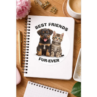 Rond Cute Puppy & Kitten Sticker