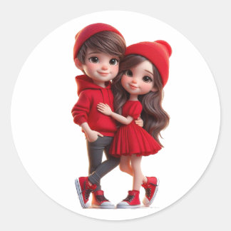 Rond Cute Romantic Couple Sticker – Love & Valentine 
