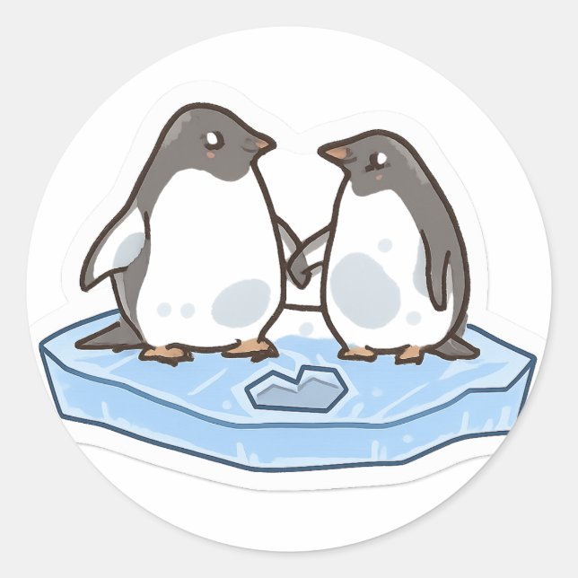 Rond Cute Valentine’s Penguin Sticker  (Devant)