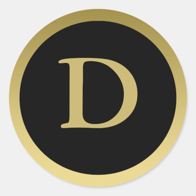 Rond D :: Monogram D Elegant Gold et Black Sticker (Devant)
