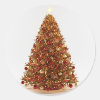 Rond Decorated Christmas Tree Designed Sticker 