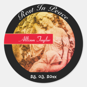 Rond Deuil avec Ange / Sticker commémoratif ou funéra