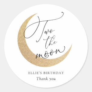 Rond Deux Sticker Classic Round Anniversaire Lune